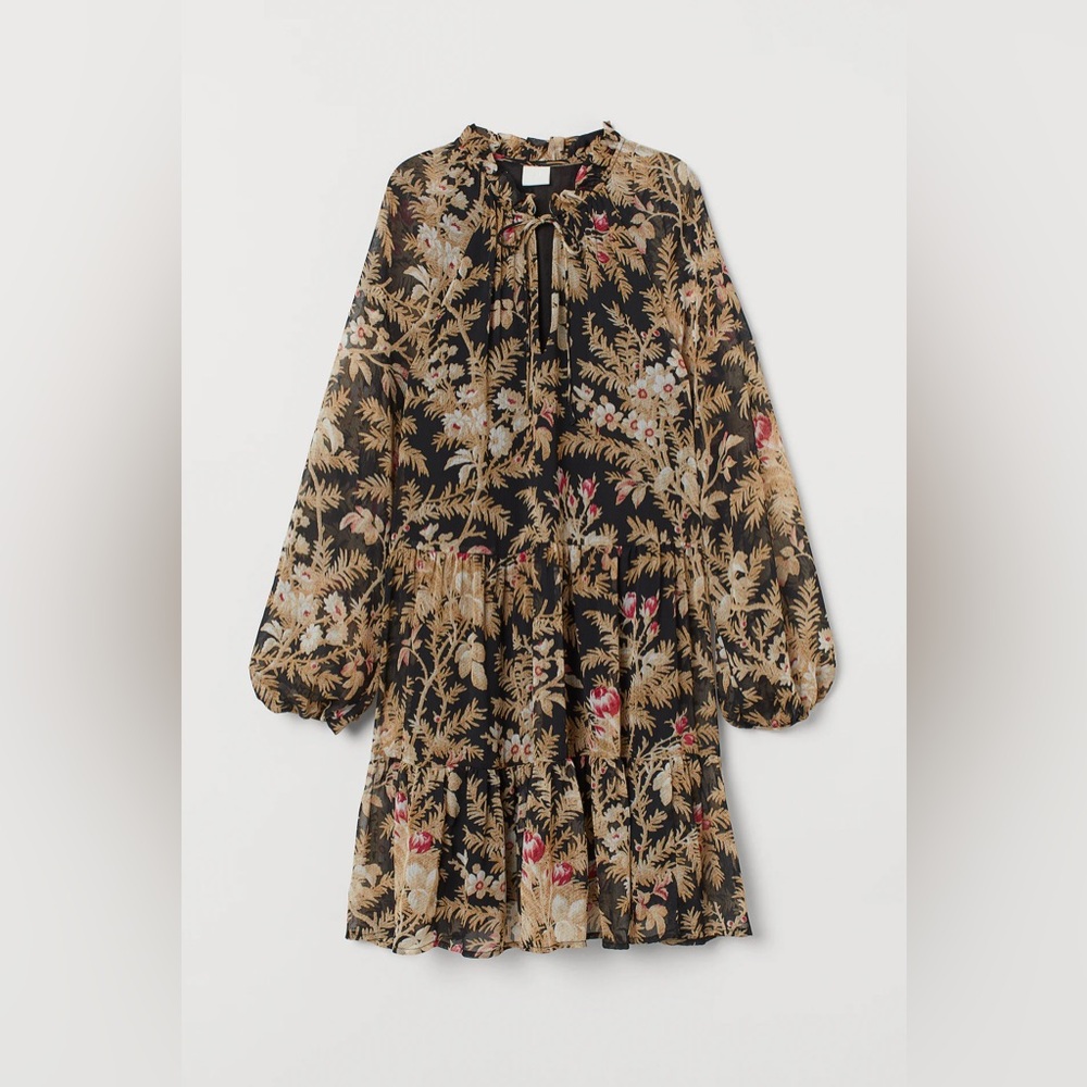 H&M+ Black Floral Mini Dress - Size 2X NWT